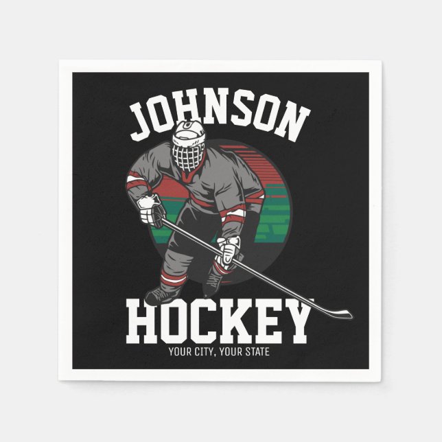 Personalised Ice Hockey Player Team Athlete Name  Napkin (Front)