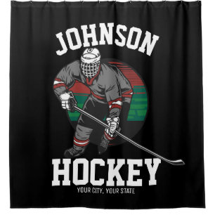 Personalised Ice Hockey Player Team Athlete Name  Shower Curtain
