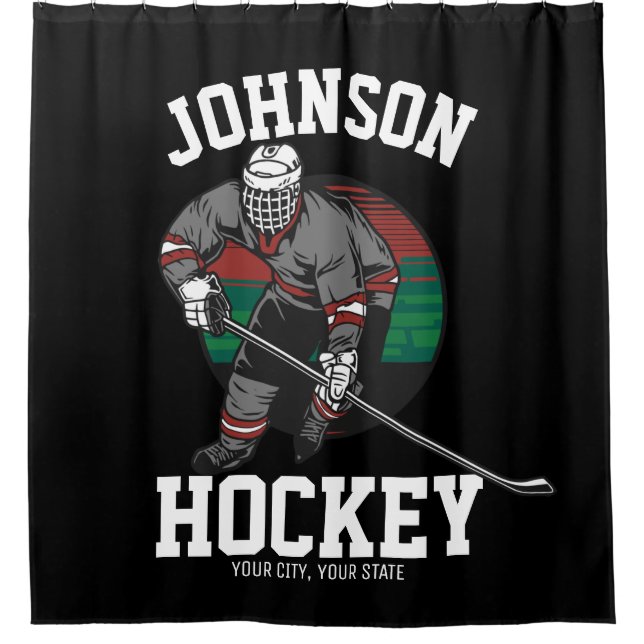 Personalised Ice Hockey Player Team Athlete Name  Shower Curtain (Front)