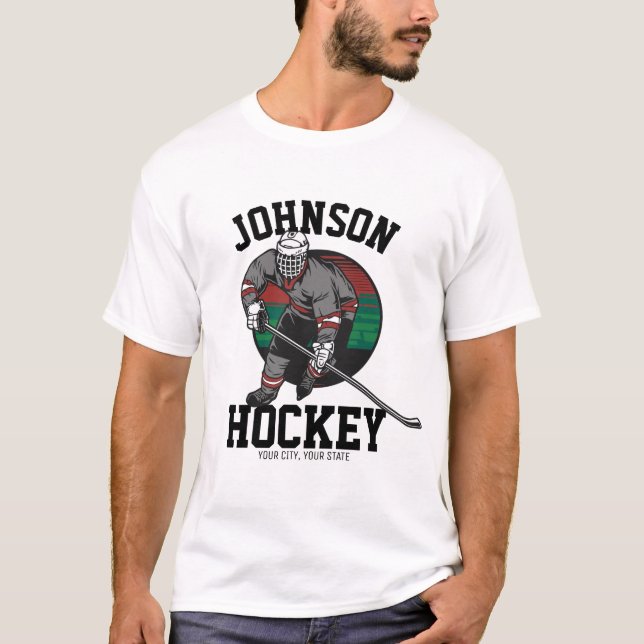 Personalised Ice Hockey Player Team Athlete Name  T-Shirt (Front)