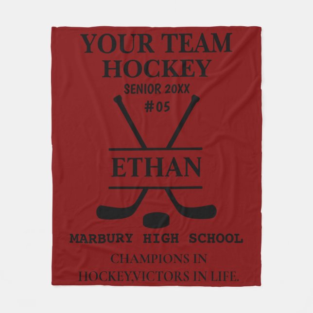 Personalised Ice Hockey Senior Blanket  (Front)