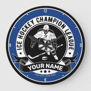 Personalised Ice Hockey Team Player Athlete Custom Large Clock