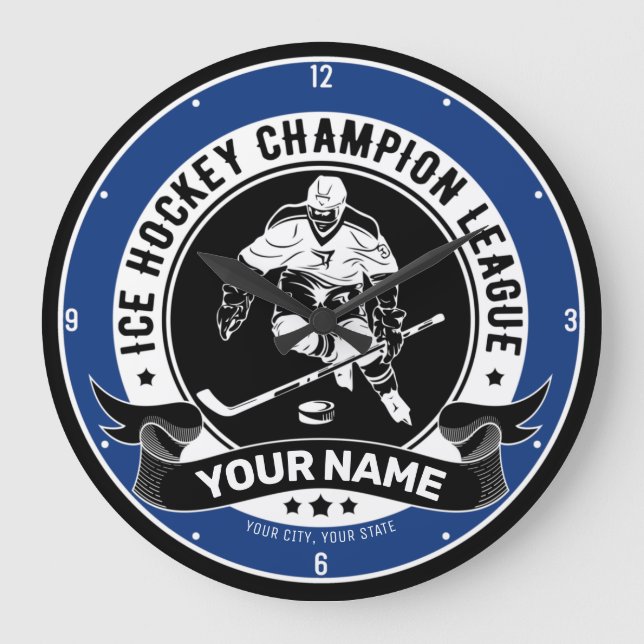 Personalised Ice Hockey Team Player Athlete Custom Large Clock (Front)
