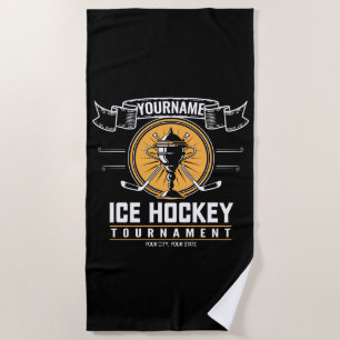 Personalised Ice Hockey Trophy Player Team Game   Beach Towel