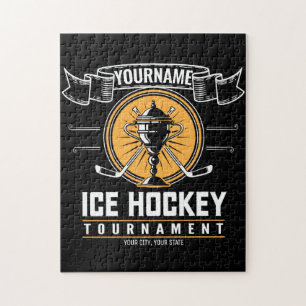 Personalised Ice Hockey Trophy Player Team Game  Jigsaw Puzzle