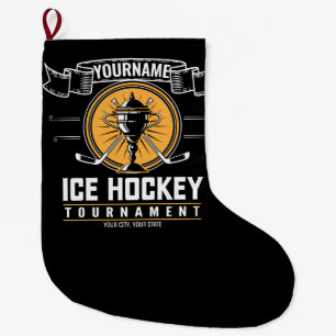 Personalised Ice Hockey Trophy Player Team Game Large Christmas Stocking