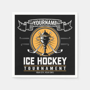 Personalised Ice Hockey Trophy Player Team Game   Napkin