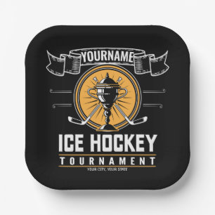 Personalised Ice Hockey Trophy Player Team Game Paper Plate