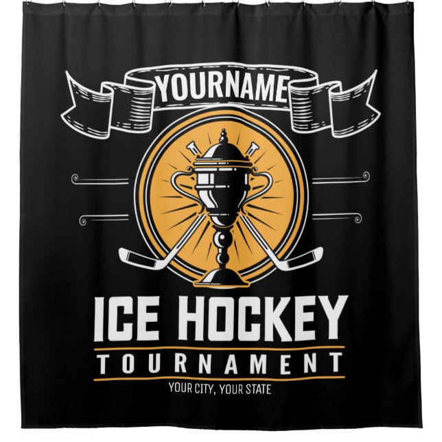 Personalised Ice Hockey Trophy Player Team Game   Shower Curtain (Front)