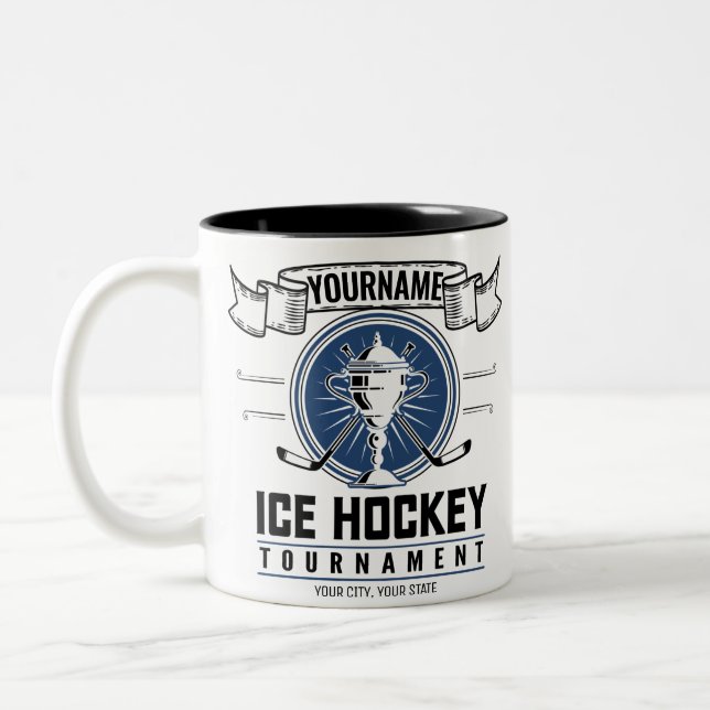 Personalised Ice Hockey Trophy Player Team Game   Two-Tone Coffee Mug (Left)