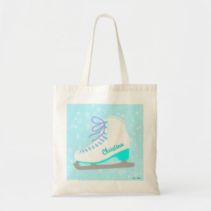 Personalised Ice Skate Blue Figure Skater Pattern Tote Bag