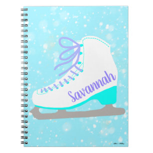Personalised Ice Skate Blue Snow Figure Skating Notebook