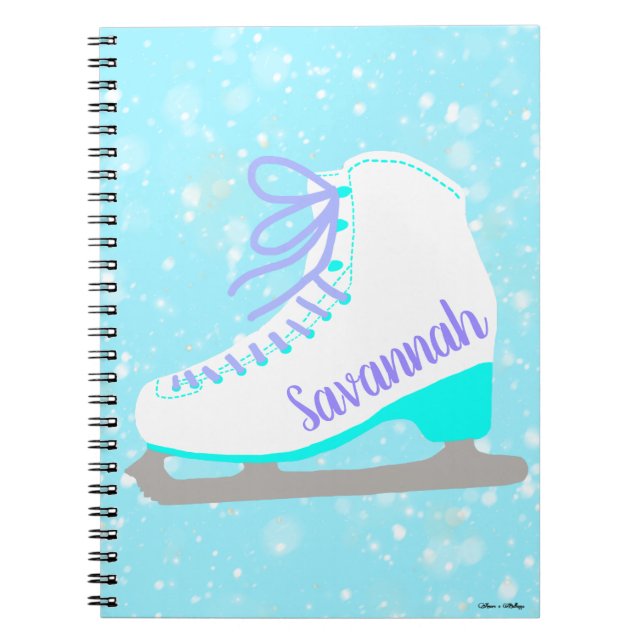 Personalised Ice Skate Blue Snow Figure Skating Notebook (Front)