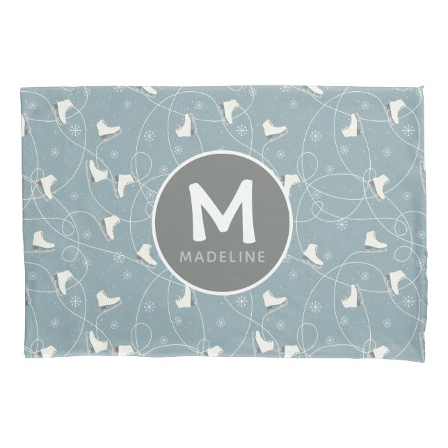 Personalised ice skate pattern pillowcase (Front)
