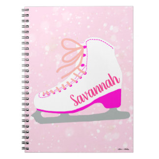 Personalised Ice Skate Pink Snow Figure Skating Notebook