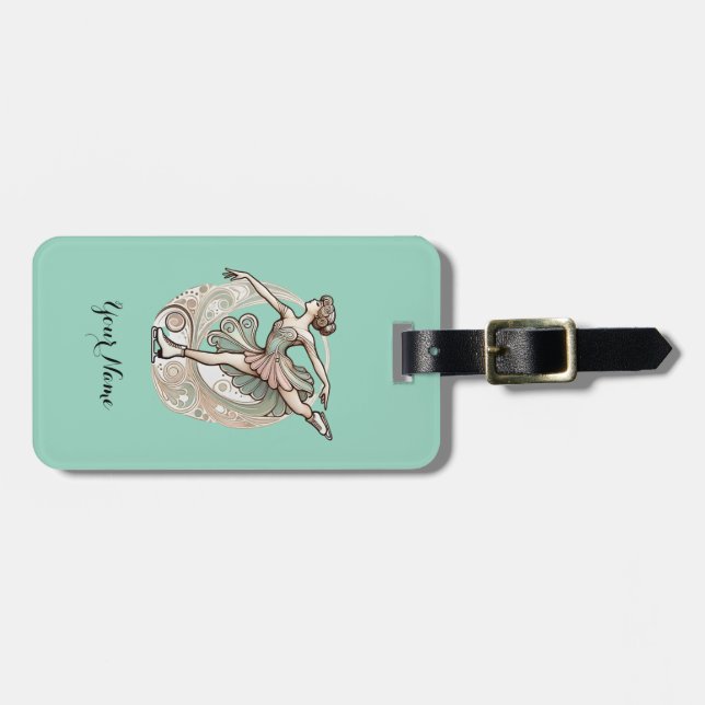 Personalised Ice Skater Bag Tag (Front Horizontal)