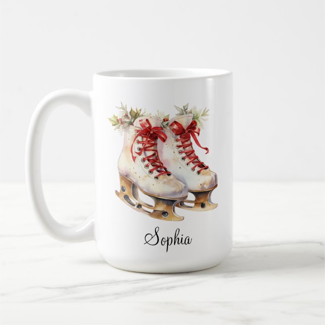 Personalised Ice Skating Mug Custom Name (Left)