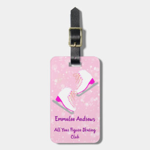 Personalised Ice Skating Pink Skating Club/Address Luggage Tag