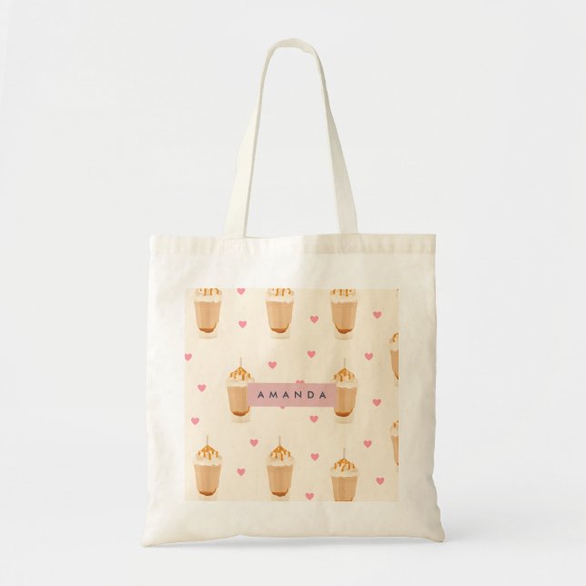 Personalised Iced Cappuccino Frappe Pattern Tote Bag (Front)