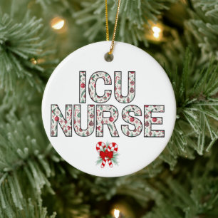 Personalised ICU Nurse Christmas First Year Gift Ceramic Tree Decoration