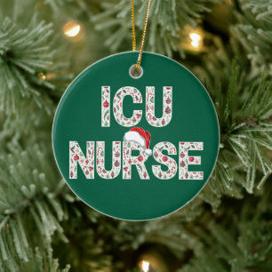 Personalised ICU Nurse Christmas Patterned Trendy  Ceramic Tree Decoration