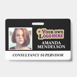 Personalised ID tag with barcode, logo and photo Badge