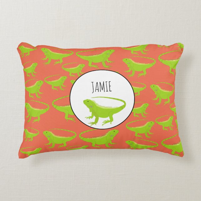 Personalised Iguana Lizard Pattern   Decorative Cushion (Front)