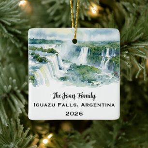 Personalised Iguazu Falls Christmas Ceramic Ornament