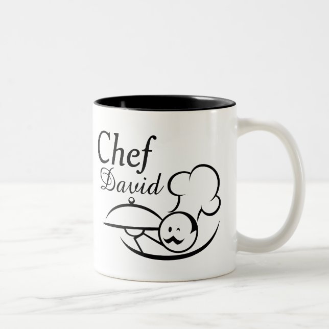 Personalised Illustrated Chef Two-Tone Coffee Mug (Right)