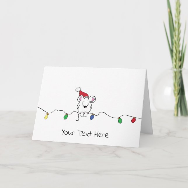 Personalised Illustrated Mouse Christmas Greeting Holiday Card (Front)