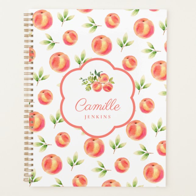 Personalised Illustrated Peach Name Planner (Front)