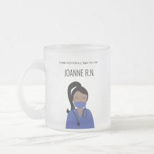 Personalised illustration Thank you Nurse Frosted Glass Coffee Mug