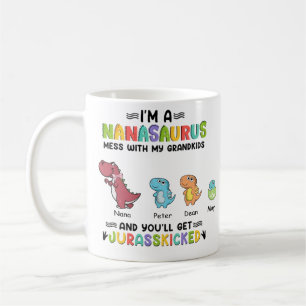 Personalised I'm a nanasaurus up to 3 kids   Coffee Mug