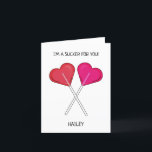 Personalised I'm a Sucker For You Heart Lollipop  Holiday Card<br><div class="desc">I'm a Sucker For You Heart Lollipop Love Greeting Card with pink heart lollipop design. Personalised heart lollipop greeting card,  perfect for a Valentine's Day,  boyfriend,  girlfriend,  husband,  wife,  spouse birthday</div>