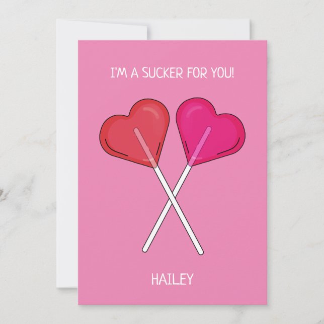 Personalised I'm a Sucker For You Heart Lollipop  Holiday Card (Front)