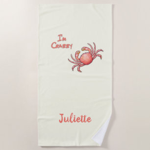Personalised I'm Crabby Funny Beach Towel