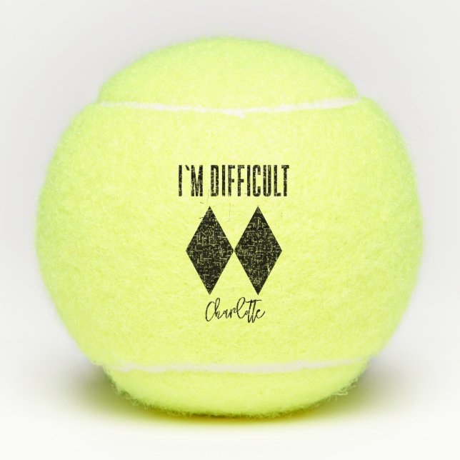 Personalised I'm Difficult Double Black Diamonds Tennis Balls (Front)