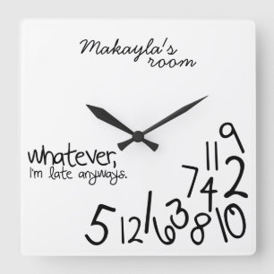 personalised - i'm late anyways square wall clock