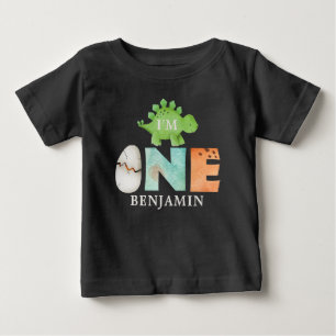 Personalised I'm ONE Dinosaur First Birthday  Bab  Baby T-Shirt