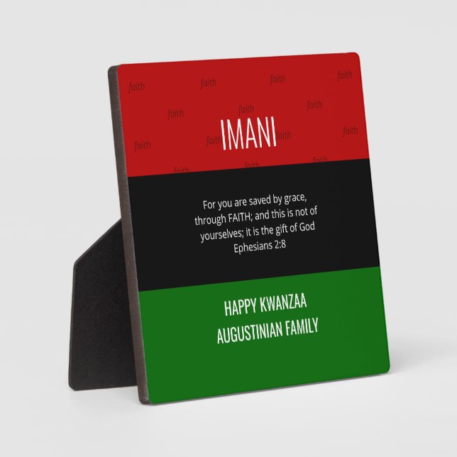 Personalised IMANI Happy Kwanzaa plaque  (Front)