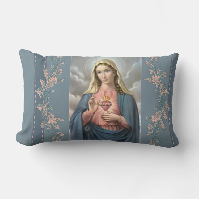 Personalised Immaculate Heart of Mary Lumbar Cushion (Front)