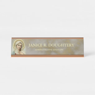 Personalised Immaculate Sorrowful Virgin Mary Desk Name Plate