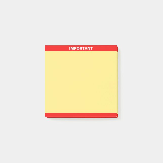 Personalised Important Text on Red & Yellow Post-it Notes (Front)