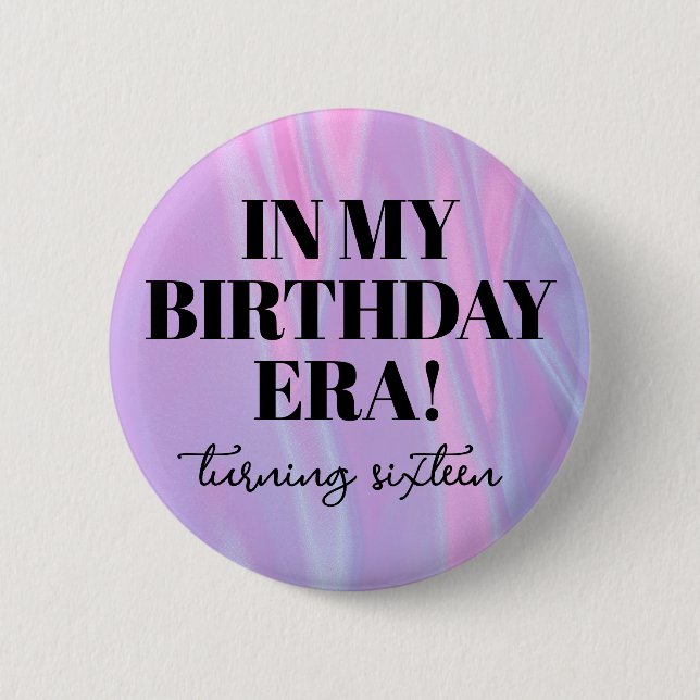 Personalised In Her Birthday Era Party  6 Cm Round Badge (Front)