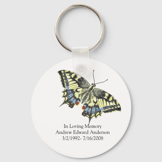 Personalised In Loving Memory Butterfly Memorial Key Ring (Front)