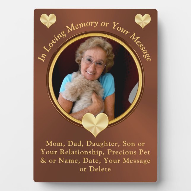 Personalised In Loving Memory Gifts with PHOTO Plaque (Front)