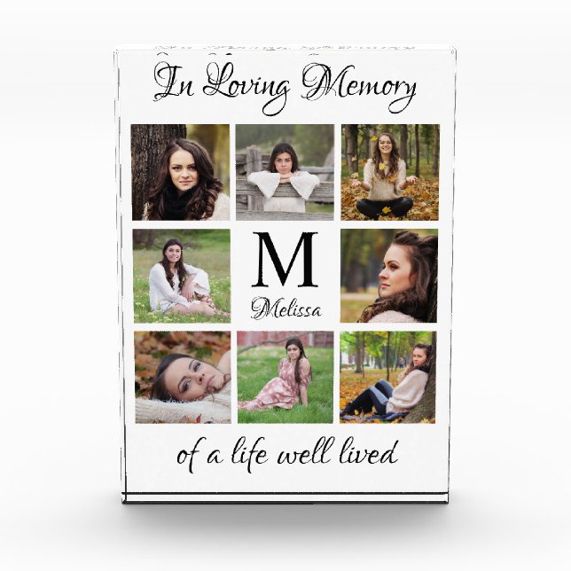 Personalised In Loving Memory Keepsake Memorial  Photo Block (Front)