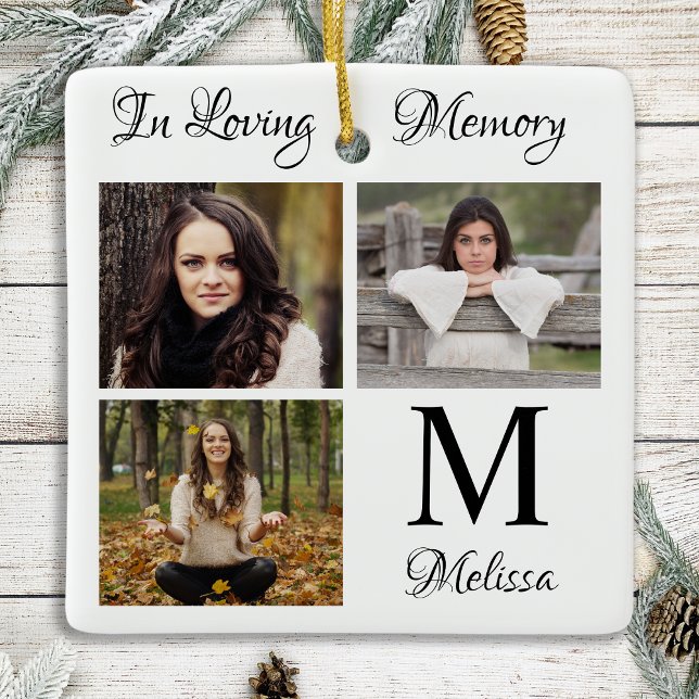 Personalised In Loving Memory Photo Collage Ceramic Ornament (Creator Uploaded)