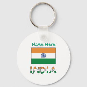 Personalised India Flag Aluminium Key Ring