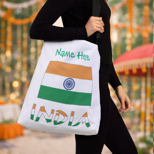Personalised India Flag Crossbody Bag